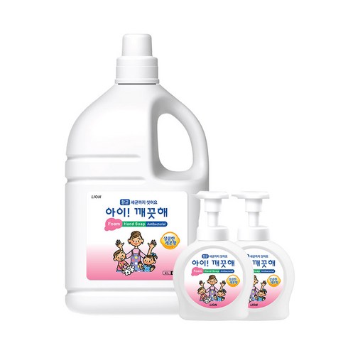 아이깨끗해 거품형 핸드워시 핸드솝 4리터 온가족 대용량(펌프용기490ml 2개 포함), 1세트