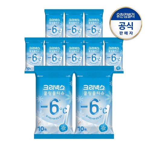 크리넥스쿨링물티슈 - 크리넥스 쿨링물티슈 10매X10팩, 35g, 10매, 10개