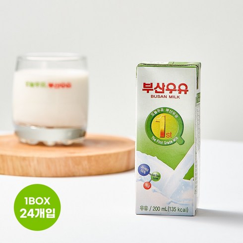 부산원데이클래스 - 부산우유 멸균우유 흰우유, 200ml, 24개