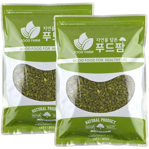 푸드팜 호박씨 2kg (1kg+1kg) 햇 깐호박씨 탈각호박씨, 2개, 1kg