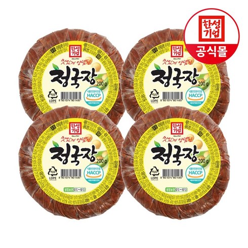 윤지영청국장 - 한성 맛있게 양념된 청국장 200g X 4개+(증정 어묵스프6g), 4개