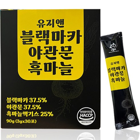 유지앤 블랙마카 야관문 흑마늘 3g 30포, 1박스, 136g