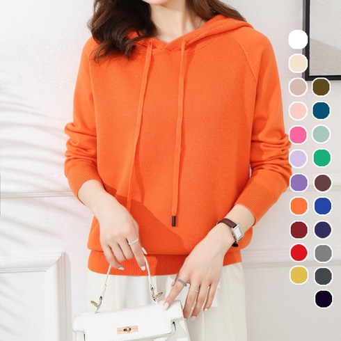 [당일배송] 여성용 부드러운 후드 니트티 21color