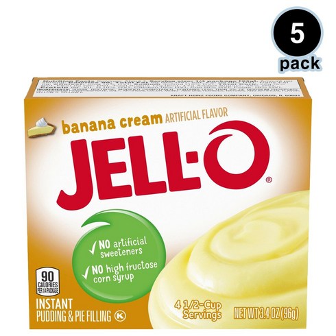 JELL-O 젤오 바나나 크림 푸딩 파이 필링 96g 5팩, 5개