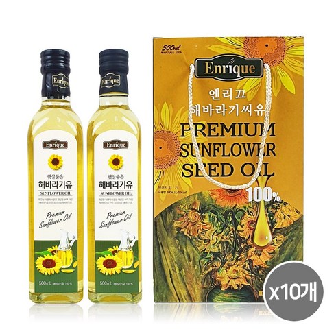엔리끄 해바라기씨유 선물세트 500mlX2P 10개 박스, 20개, 500ml