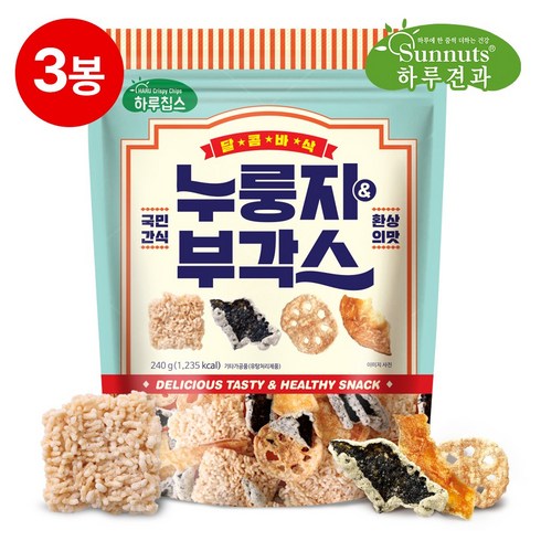 명인부각 - 빠삭칩누룽지&부각스240gX3봉, 240g, 3개