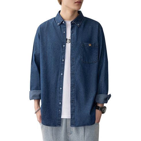 2023년 가성비 최고 남자청남방 - 남자 데일리 캐주얼 데님 셔츠