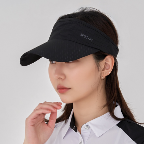 루만 썬캡 썬바이저2세트 - 비안 썬바이저 골프 모자, 블랙, 1개