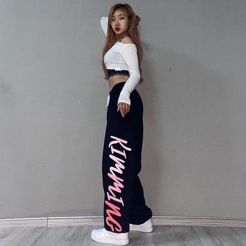 QooH 스포츠 캐주얼 재즈 댄스 조거 팬츠 와이드 힙합 바지