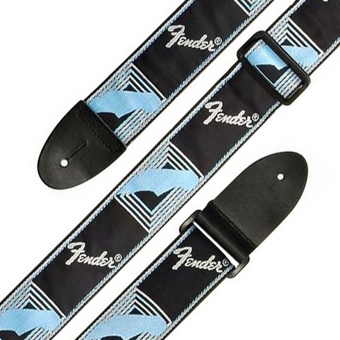 펜더스트랩 - FENDER 2 MONOGRAMMED 블랙/그레이/블루 혼합색 GUITAR STRAP, 1개