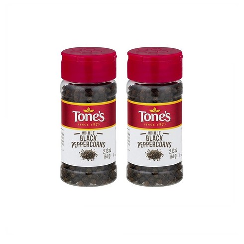 톤즈 Tones Whole Black Peppercorns 홀 블랙 페퍼콘 통후추 2.13oz(61g) 2팩, 1개, 1ml