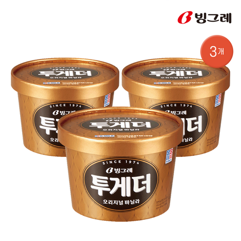 빙그레 투게더 바닐라 홈 3개 아이스크림, 900ml