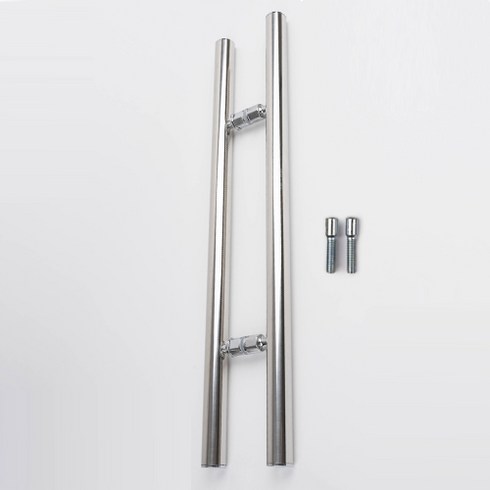 국내생산 철물파크 스텐 강화도어 H자 일자 손잡이 센터340mm 유리문 목문 철문, 1조