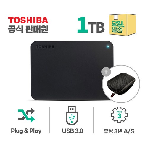 도시바 외장하드 CANVIO BASICS 3, 1TB, 블랙