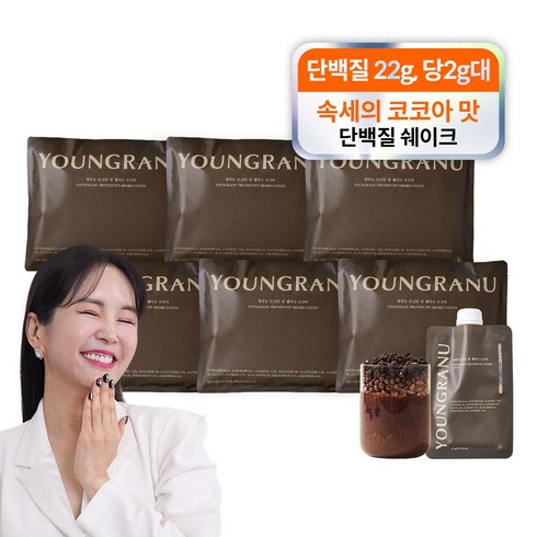 영라뉴 - 영라뉴 프로틴 핏 쉐이크 장영란 단백질 코코아맛 영란뉴 파우치형, 6세트, 315g