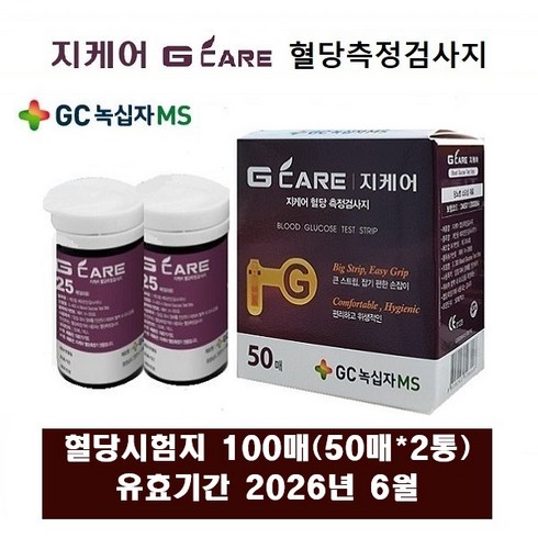 녹십자혈당검사지 - 녹십자 지케어 혈당시험지100매+채혈침100개+알콜솜100매, 1개