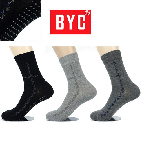 BYC 남자 2호 미끄럼방지양말 4켤레 장목 신사정장양말 기능성 노인 논슬립 지압 할아버지 어르신단체선물