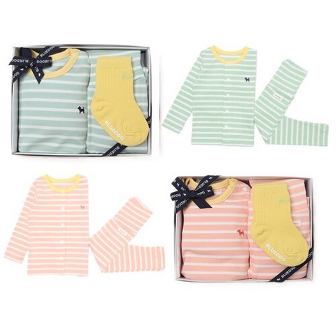 블루독베이비 [블루독베이비]머랭뱀부골지내의+컬러골지단말SET 택1