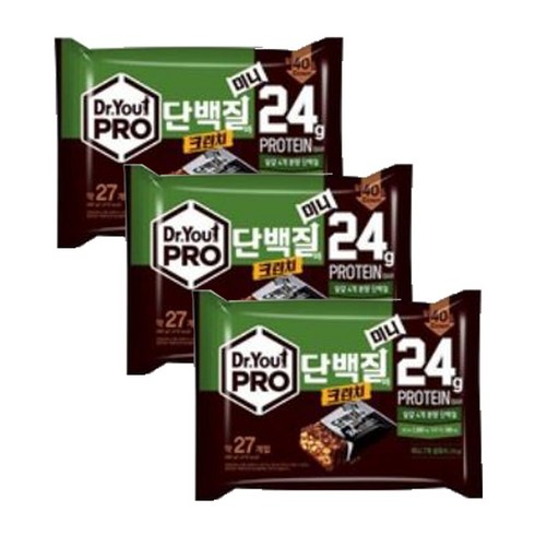 오리온 닥터유 프로 단백질바 크런치 미니(약27개입 총280g) x 3개, 280g