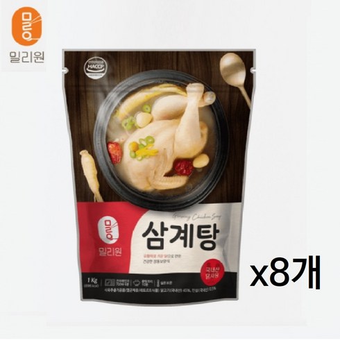 다가다복 삼계탕 1kg8팩  - 밀리원 가마치 유황 삼계탕 1kg, 8개