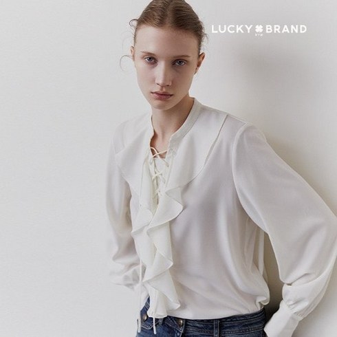 럭키브랜드 24SS LUCKY 티셔츠 4종 - [Lucky Brand] 럭키브랜드 러플 블라우스 1종