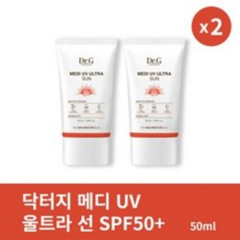 [본사정품] 1+1 Dr.G 닥터지 메디 UV 울트라 선 50ml (SPF50+ PA+++) 2개 세트 깔끔한 피부 보정 크림, 50ml x 3