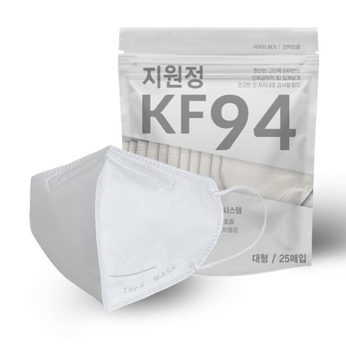 노아리테일 지원정 마스크 대형 KF94 화이트, 25개입, 4개