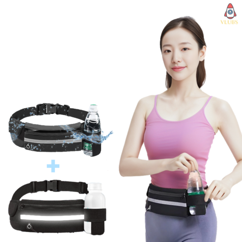 브이럽스 멀티수납 러닝벨트, 멀티수납 블랙(1+1)