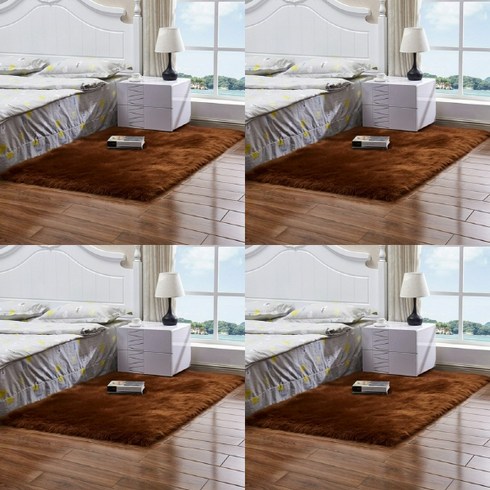 TWKL 직사각형 장모 러그 브라운