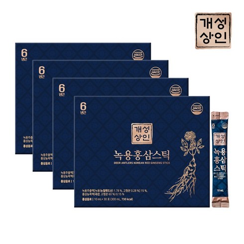 홍삼정원데이스틱(10ml18박스 - 개성상인 녹용홍삼스틱 10ml 30포 x 4박스 (총 120포), 4개