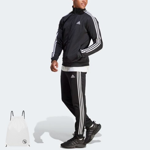 2023년 가성비 최고 남자트레이닝세트 - 아디다스 트랙 수트 에센셜 트레이닝 기모 삼선 상하의 블랙+PGN짐쌕가방