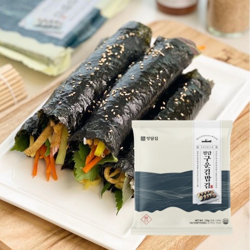 정담 구운 김밥김(220g) 100매 김밥이 잘싸지는 두툼한 김, 220g(100매), 20개