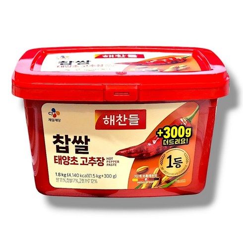 찹쌀고추장 - 해찬들 찹쌀 태양초 고추장, 1개, 1.8kg, 1개