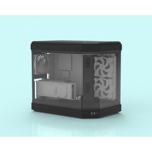 해외 직배송 5색상 ATX mATX 투명 어항 스타일 컴퓨터 미들타워 케이스 HYTE Y60 핑크 블랙 화이트 블루 등 검수 출고, E.화이트-mATX_해외, 1개