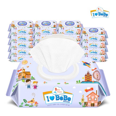 아이러브베베 보라 80매 20팩 캡형 아기물티슈, 단일속성, 20개, 80개