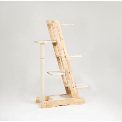 [국내매장정품] 그린웨일 B7 5단 브라운 원목 고양이 캣폴 캣타워, 개방 기둥(홀 작업)_브라운