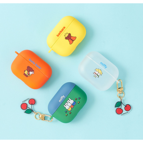 미피 에어팟프로 하드케이스 키링 세트, 옐로우, 1개