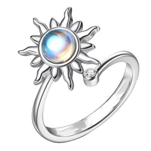 Spinner Ring for Women Adjustable Open Flower Ring Rotatable Calming Rings