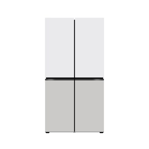 [LG전자] 디오스 오브제컬렉션 메탈 6도어 냉장고 (M873MWG252S), 화이트+그레이