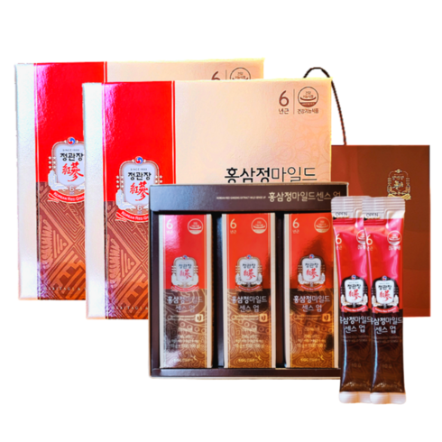 홍삼스틱 - 정관장 6년근 에브리타임 홍삼정 마일드 홍삼 스틱 센스 선물 60세트 600ml+쇼핑백 골프 여행 연말 명절(보자기포함) 1개 60정 600ml, 300ml, 2개