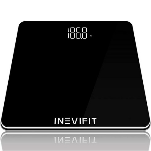 체중계 INEVIFIT 욕실 저울 매우 정확한 디지털 바디 최대 181.4kg400파운드까지 무게를 정확하게 측정, Black