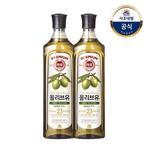 [사조대림] 해표 올리브유 900ml x 2병, 단일속성, 2개