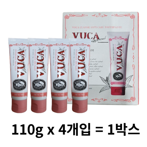 뷰카 클래식 고불소 잇몸케어 치약 프레쉬민트향 4p, 440g, 6개