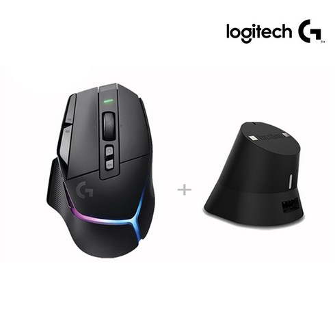로지텍코리아 (정품) G G502 X PLUS 무선 게이밍 마우스+이메이션 충전독, 블랙