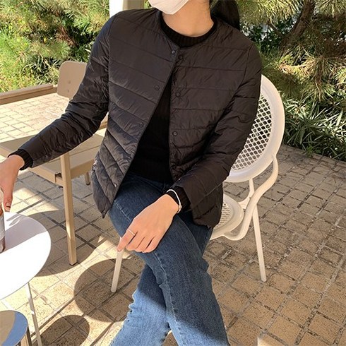 2023년 가성비 최고 이월경량패딩 - 경량패딩 다운 자켓 경량 패딩 라운드 V넥 투웨이