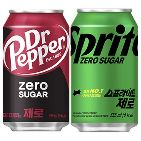 [CORAM] 코카콜라 닥터페퍼 제로 355mL 12캔+스프라이트 제로 355mL 12캔 [안심박스포장], 12개