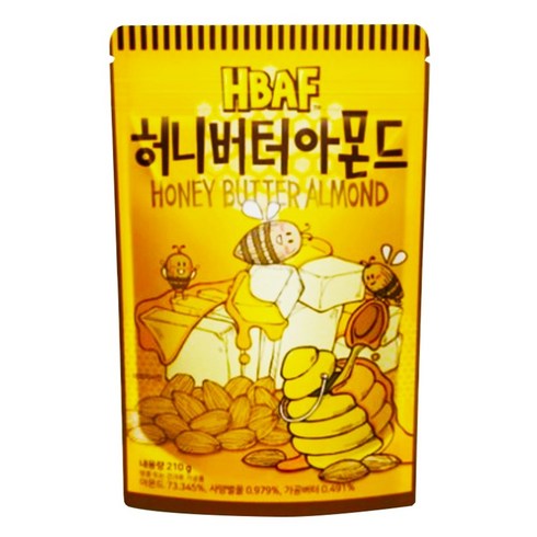 바프 HBAF 허니버터 아몬드 190g x 2개 길림양행, 1개, 1개