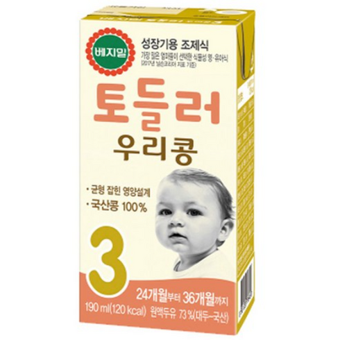 토들러우리콩3단계 - 베지밀 토들러 우리콩 3단계 유아식 두유 190ml, 두유맛, 320개