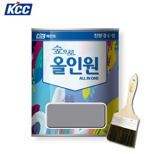 KCC 올인원 수성 다용도 친환경페인트 철재 목재 벽지 반광 0.9L, GY07