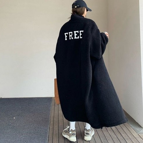 2023년 가성비 최고 뽀글이 롱점퍼 - FREE양털롱자켓 빅사이즈 오버핏 롱 아우터 겨울 도톰 따뜻한 점퍼 자켓 백나염 체형커버 루즈핏